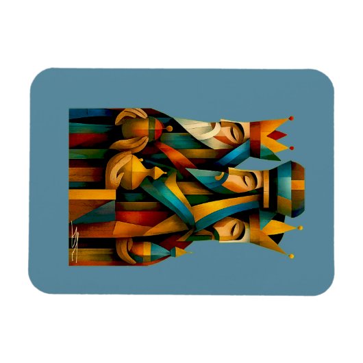 Three Wise Men Abstract Nativity Art マグネット (横)