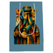 Three Wise Men Abstract Nativity Art ミディアムペーパーバッグ (裏面)