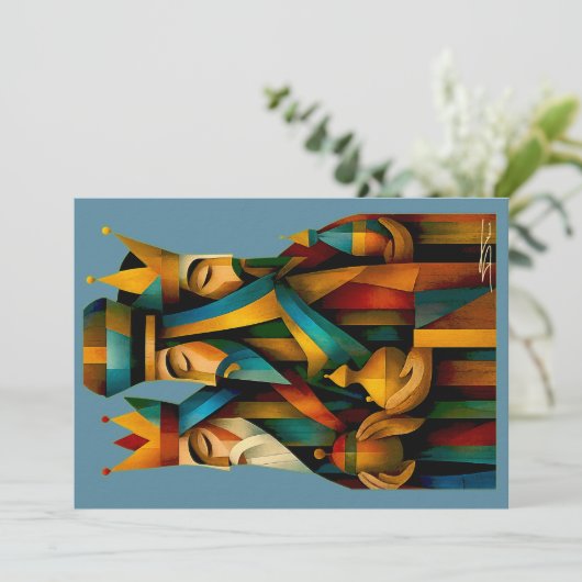 Three Wise Men Abstract Nativity Art 招待状 (スタンド正面)