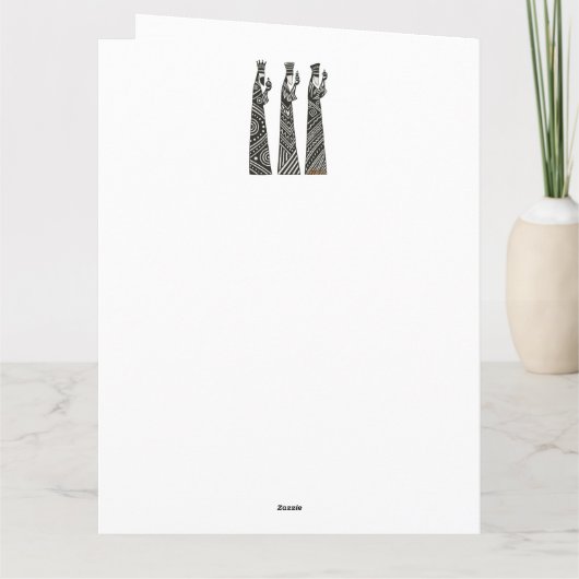 Three Wise Men Black & White Christmas Nativity カード (裏面)