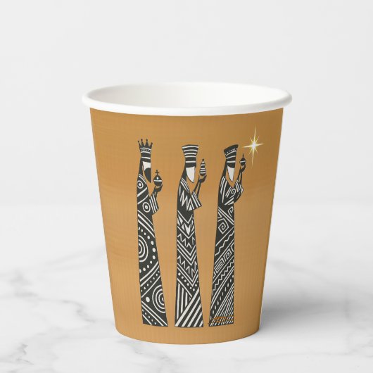 Three Wise Men Black & White Christmas Nativity 紙コップ (裏面)