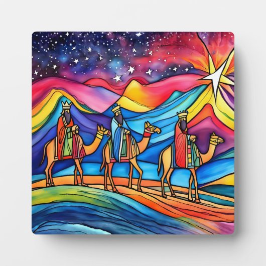 Three Wise Men Colorful Christmas Holiday フォトプラーク (正面)