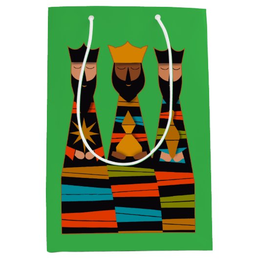 Three Wise Men Modern Mid-Century ミディアムペーパーバッグ (正面)