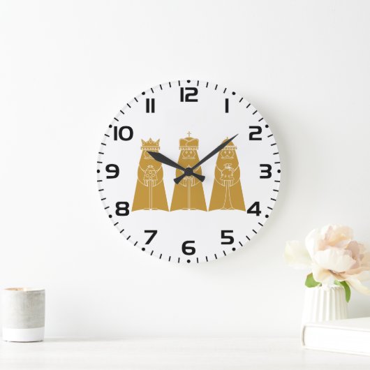 Three Wise Men Modern Nativity Kings ラージ壁時計 (ホーム)