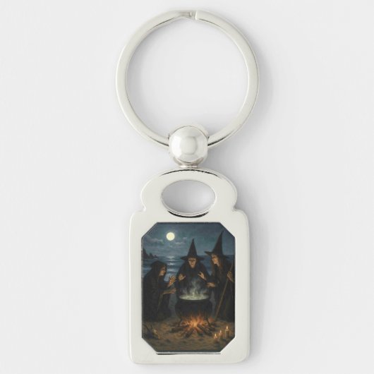 Three Witches Brew Cauldron Full Moon Beach  キーホルダー (正面)