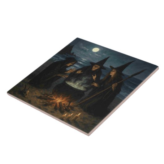 Three Witches Brew Cauldron Full Moon Beach  タイル (側面)