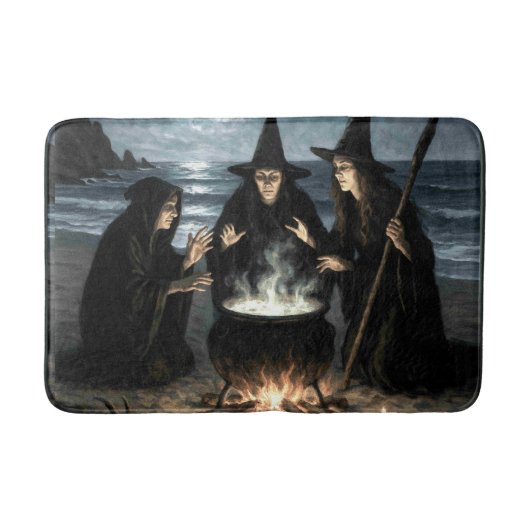 Three Witches Brew Cauldron Full Moon Beach  バスマット (正面)