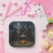 Three Witches Brew Cauldron Full Moon Beach  ペーパープレート (パーティー)