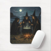 Three Witches Brew Cauldron Full Moon Beach  マウスパッド (マウス)