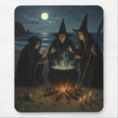 Three Witches Brew Cauldron Full Moon Beach  マウスパッド (正面)