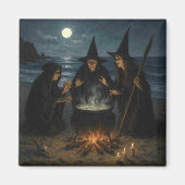 Three Witches Brew Cauldron Full Moon Beach  マグネット (正面)