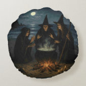 Three Witches Brew Cauldron Full Moon Beach  ラウンドクッション (裏面)