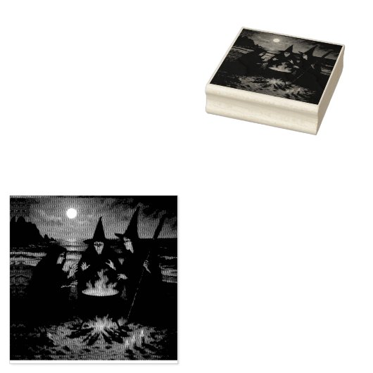 Three Witches Brew Cauldron Full Moon Beach  ラバースタンプ (押印)