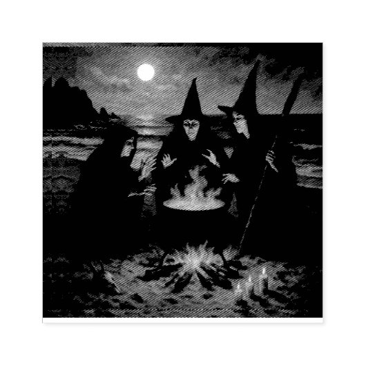 Three Witches Brew Cauldron Full Moon Beach  ラバースタンプ (インプリント)