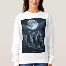 Three Wolves Howling at the Full Moon - Three Wolf スウェットシャツ