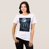 Three Wolves Howling at the Full Moon - Three Wolf トライブレンドＴシャツ (正面全面)