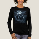 Three Wolves Howling at the Full Moon - Three Wolf トライブレンドＴシャツ (正面)
