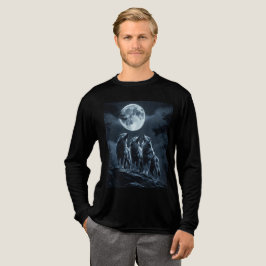 Three Wolves Howling at the Full Moon - Three Wolf トライブレンドＴシャツ