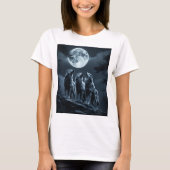 Three Wolves Howling at the Full Moon - Three Wolf Tシャツ (正面)
