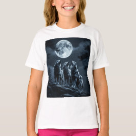 Three Wolves Howling at the Full Moon - Three Wolf Tシャツ