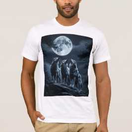 Three Wolves Howling at the Full Moon - Three Wolf Tシャツ