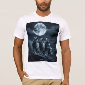 Three Wolves Howling at the Full Moon - Three Wolf Tシャツ (正面)