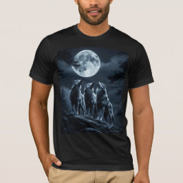Three Wolves Howling at the Full Moon - Three Wolf Tシャツ