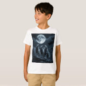 Three Wolves Howling at the Full Moon - Three Wolf Tシャツ (正面フル)