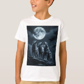 Three Wolves Howling at the Full Moon - Three Wolf Tシャツ (正面)