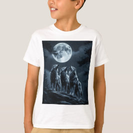 Three Wolves Howling at the Full Moon - Three Wolf Tシャツ