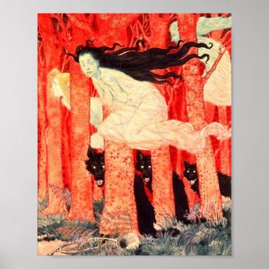 Three Women And Three Wolves Grasset Eugene ポスター (正面)