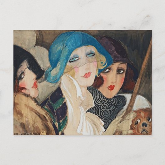 Three women under an umbrella  ポストカード (正面)