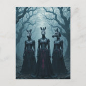 Three Women With Zebra Heads in Forest ポストカード (正面)