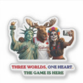 Three Worlds One Heart 2026 サッカー ユニティ ステッカー シール (正面)