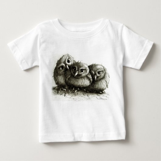 Three Young Cute Owls ベビーTシャツ (正面)