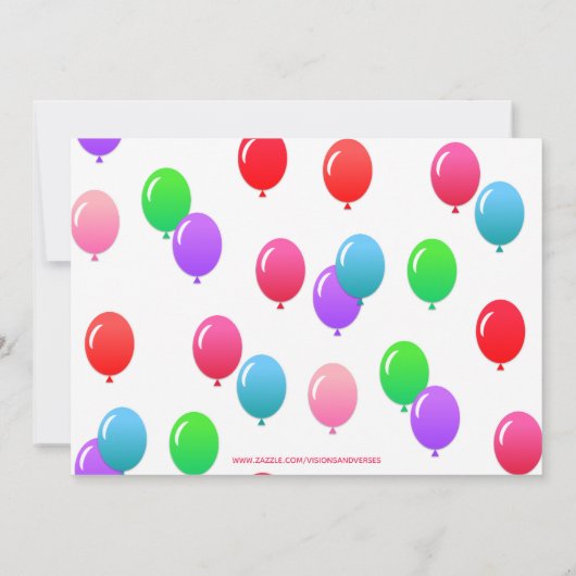 THREEmendousの第3誕生日の気球のピンクの写真 招待状 (裏面)