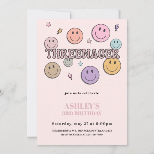 Threenager Birthday Invitation, 3rd Birthday 招待状 (正面)