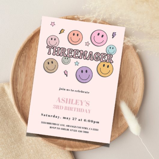 Threenager Birthday Invitation, 3rd Birthday 招待状