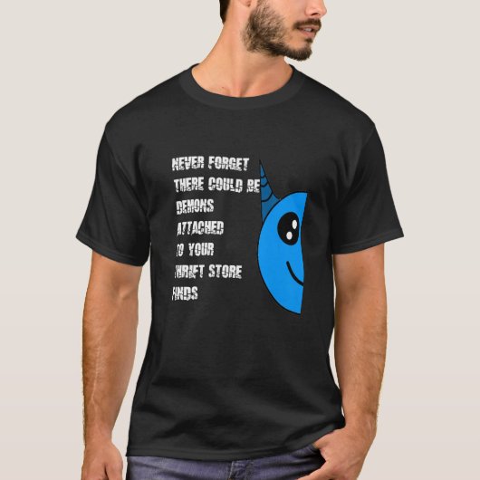 Thrift Storeで忘れは決して悪魔は青を見つける Tシャツ (正面)