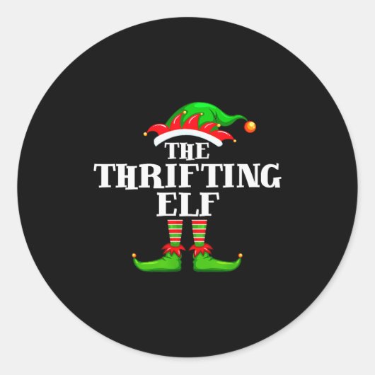 Thrifting Elf Matching Family Group Christmas Part ラウンドシール (正面)