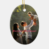 Thrill of Hope Burgundy Red Photo Merry Christmas セラミックオーナメント (裏面)