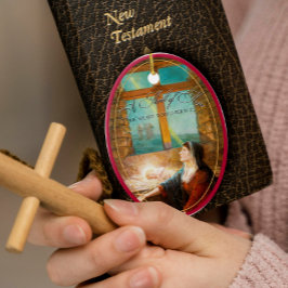 Thrill of Hope Burgundy Red Photo Merry Christmas セラミックオーナメント