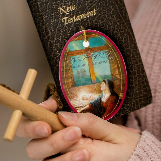 Thrill of Hope Burgundy Red Photo Merry Christmas セラミックオーナメント