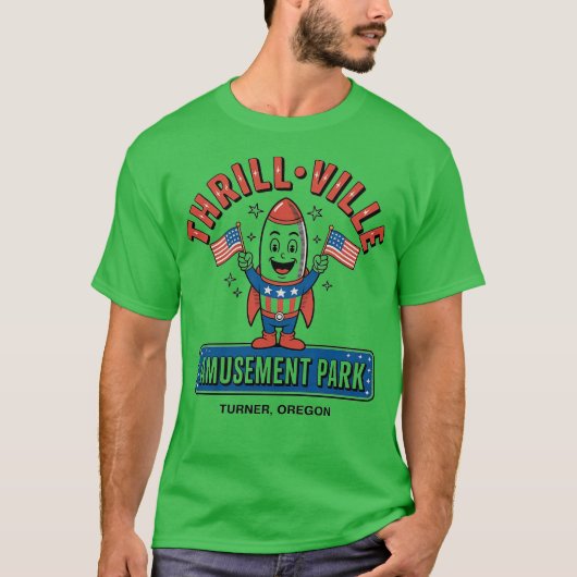 Thrillville USA Turner, Oregon Retro 1980s Tシャツ (正面)