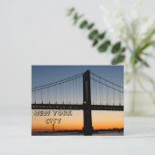 Throggsの首およびWhitestone橋日没 ポストカード (スタンド正面)