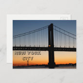 Throggsの首およびWhitestone橋日没 ポストカード (正面/裏面)