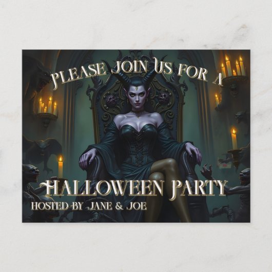 Throned Demon Queen in Candlelight - Invitation シーズンポストカード (正面)