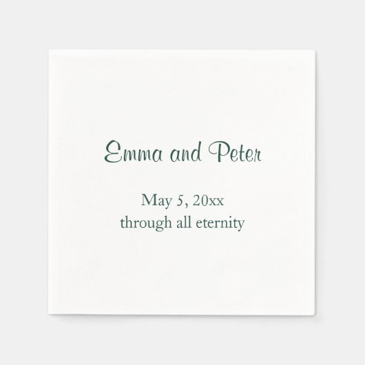 "Through All Eternity"フォレストの文字名と日付 スタンダードカクテルナプキン (正面)