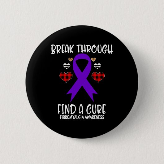 Through Find A Cure線維筋痛認識度リボン 缶バッジ (正面)