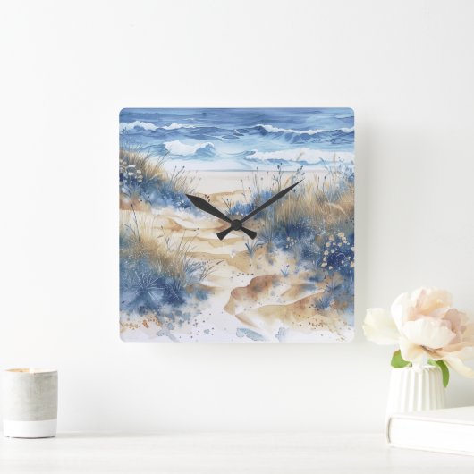 Through the Dunes Seascape スクエア壁時計 (ホーム)